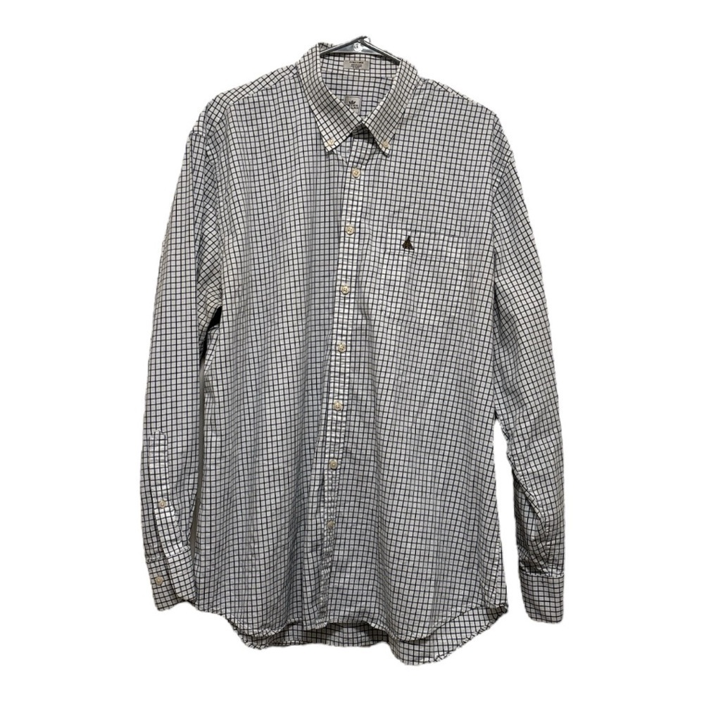 Peter Millar Black and White Checkered Casual Button Down Shirt - Picture 1 of 3